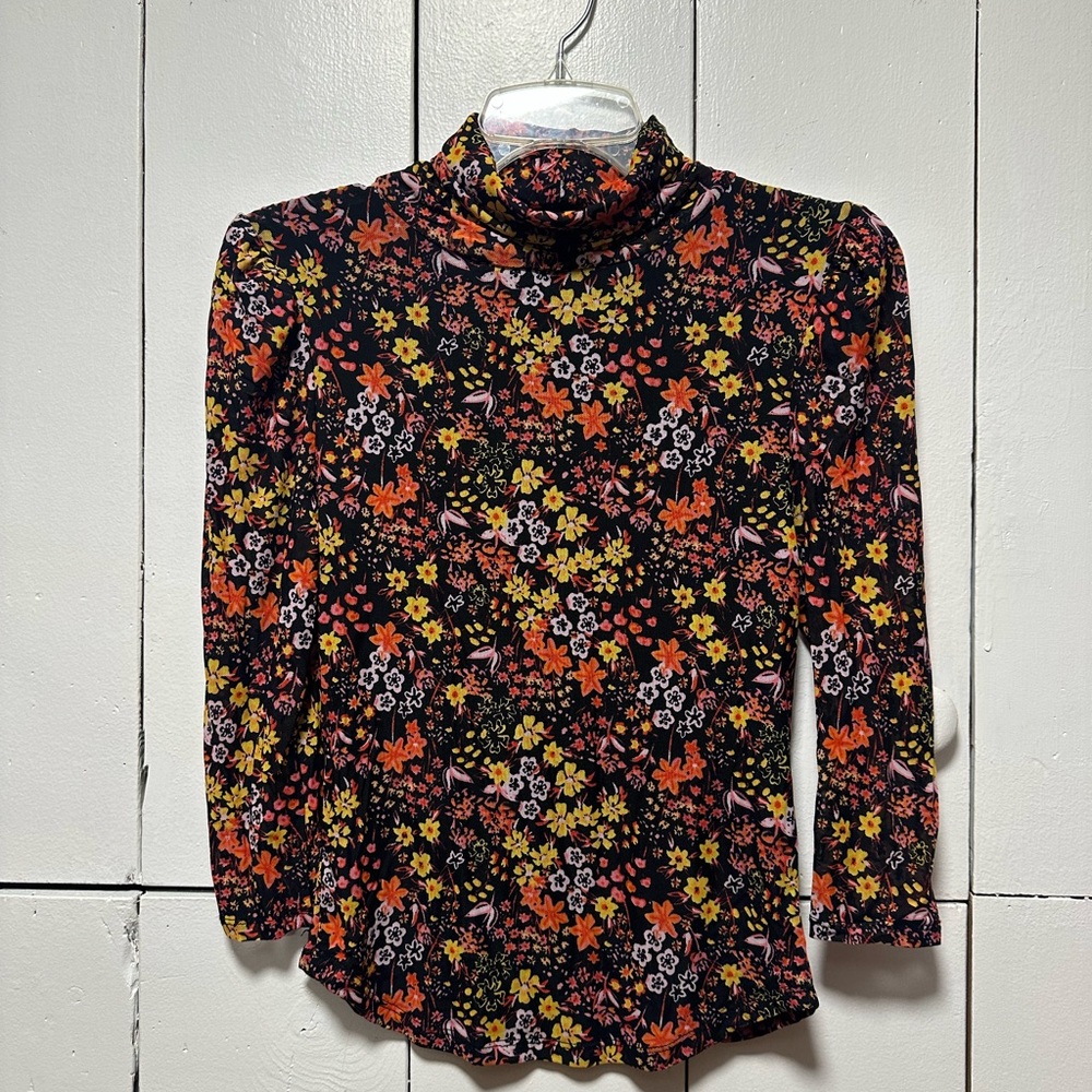 Free People Floral Turtleneck